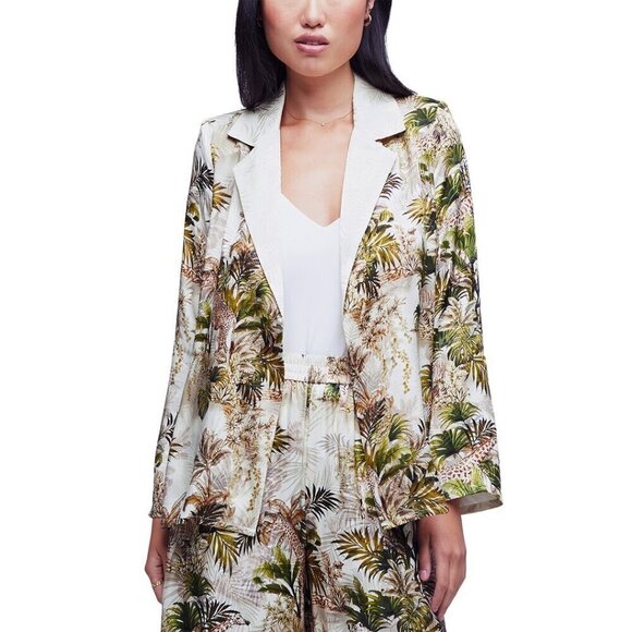 💕L'AGENCE💕 Ciara Robe Blouse ~ Antique White Safari Print Medium M NWT - Picture 6 of 16